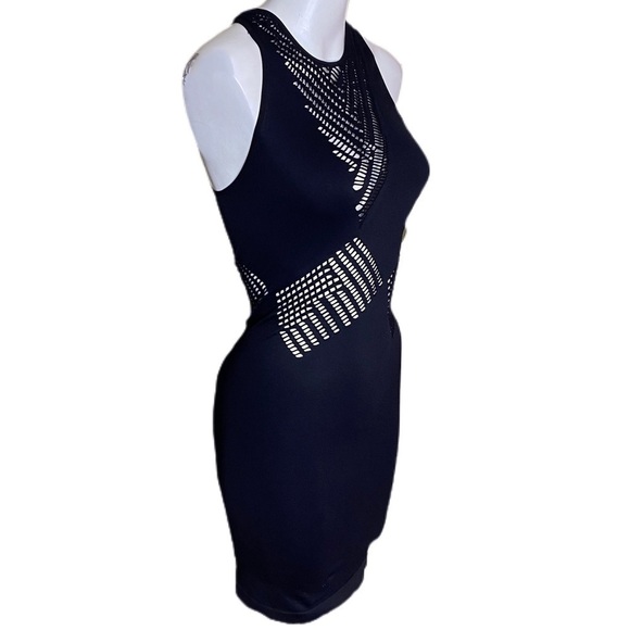 BEBE Black Cutout Bandage Dress Size M/L - Picture 2 of 8
